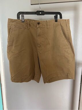 American Eagle Outfitters Men's Flat Front Chino Shorts in Dark Khaki